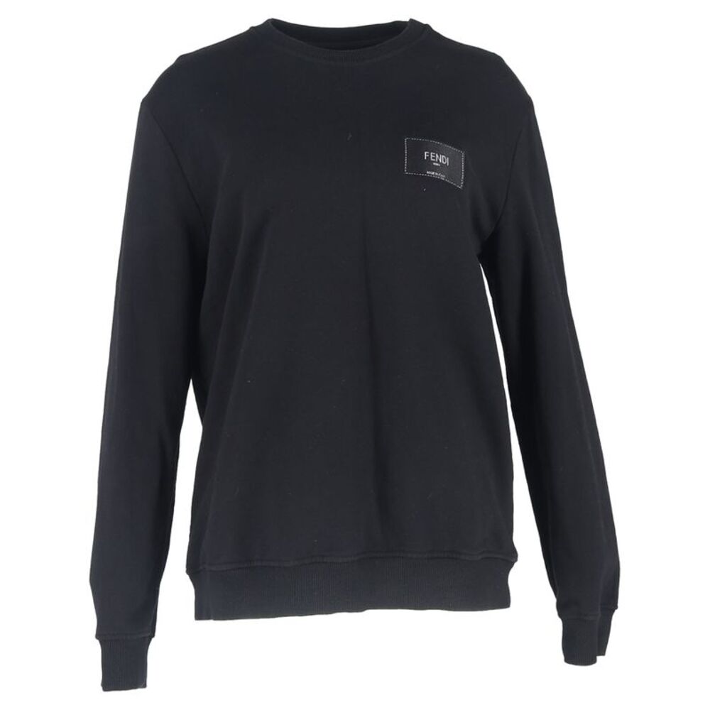 Fendi Crew Neck Sweatshirt in Black Cotton